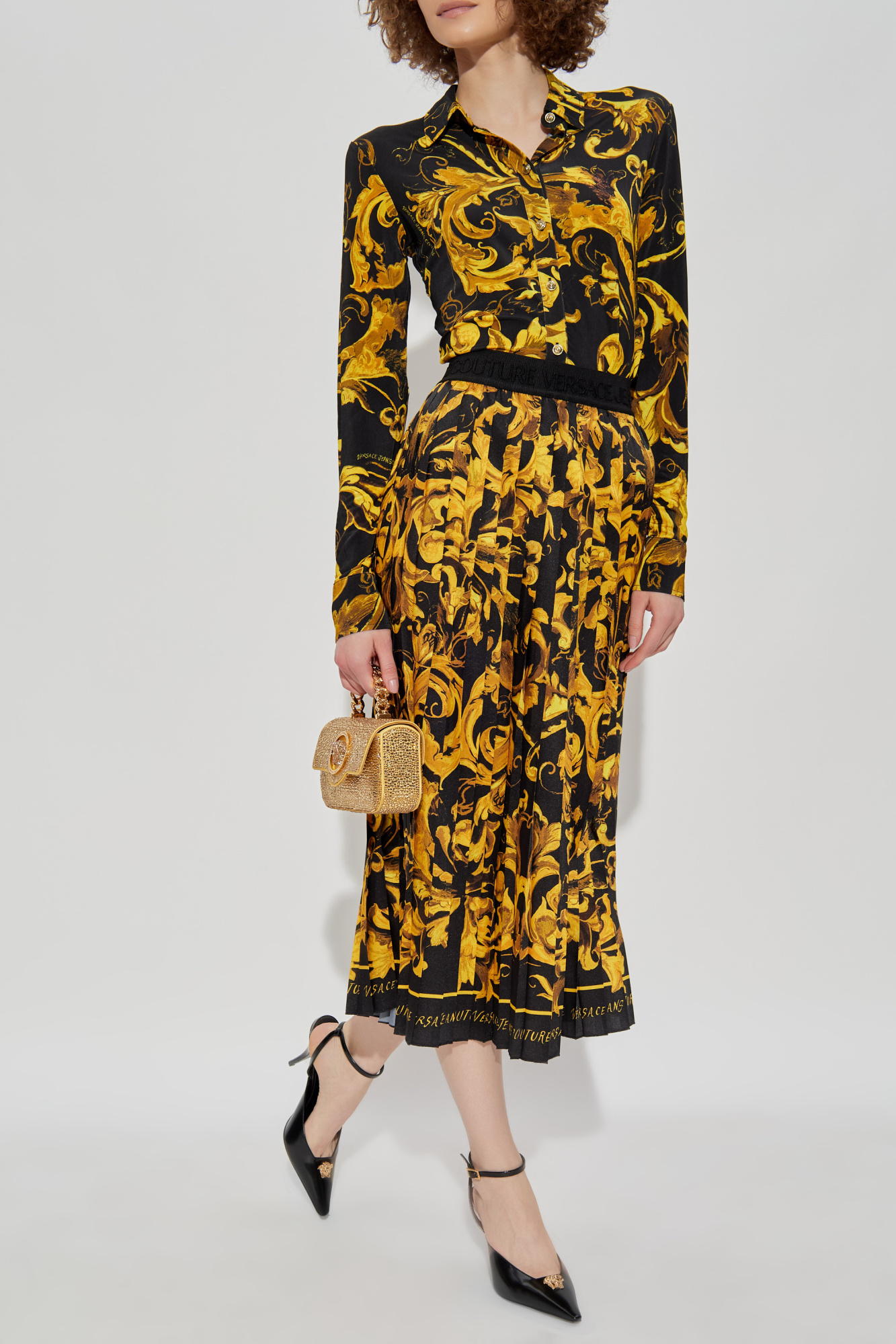 Versace Jeans Couture Pleated skirt with 'Barocco' print